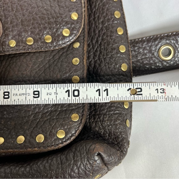 Rafe New York Distressed Pebbled Leather Studded Brown Crossbody Shoulder Bag - Picture 15 of 16